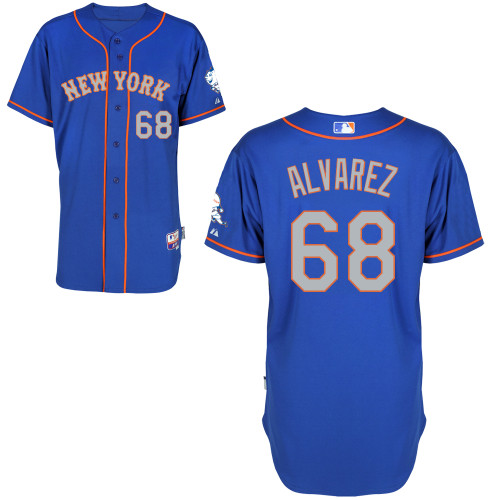 Dario alvarez #68 Youth Baseball Jersey-New York Mets Authentic Blue Road MLB Jersey